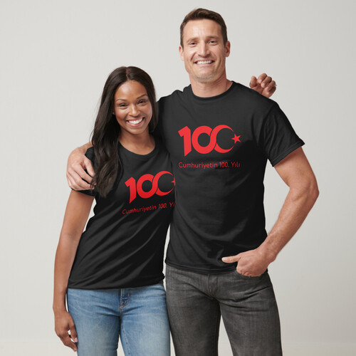 10 Adet Adet Cumhuriyetin 100. Yılı Siyah Tişört