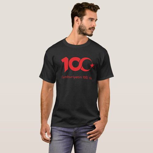 1 Adet Adet Cumhuriyetin 100. Yılı Siyah Tişört